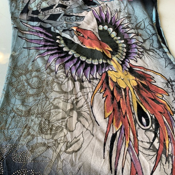 Rare! Y2K Vintage Ed Hardy embellished tee size Medium. - Picture 7 of 11